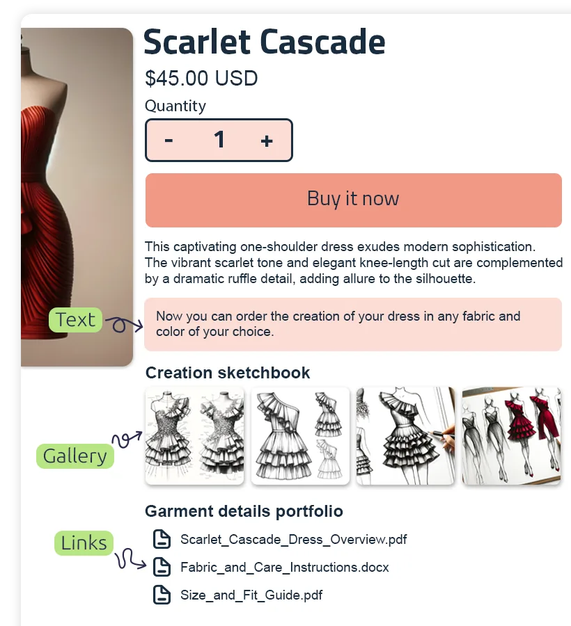 Shopify product page storefront blocks built from metafields using Metafields Guru theme extensions
